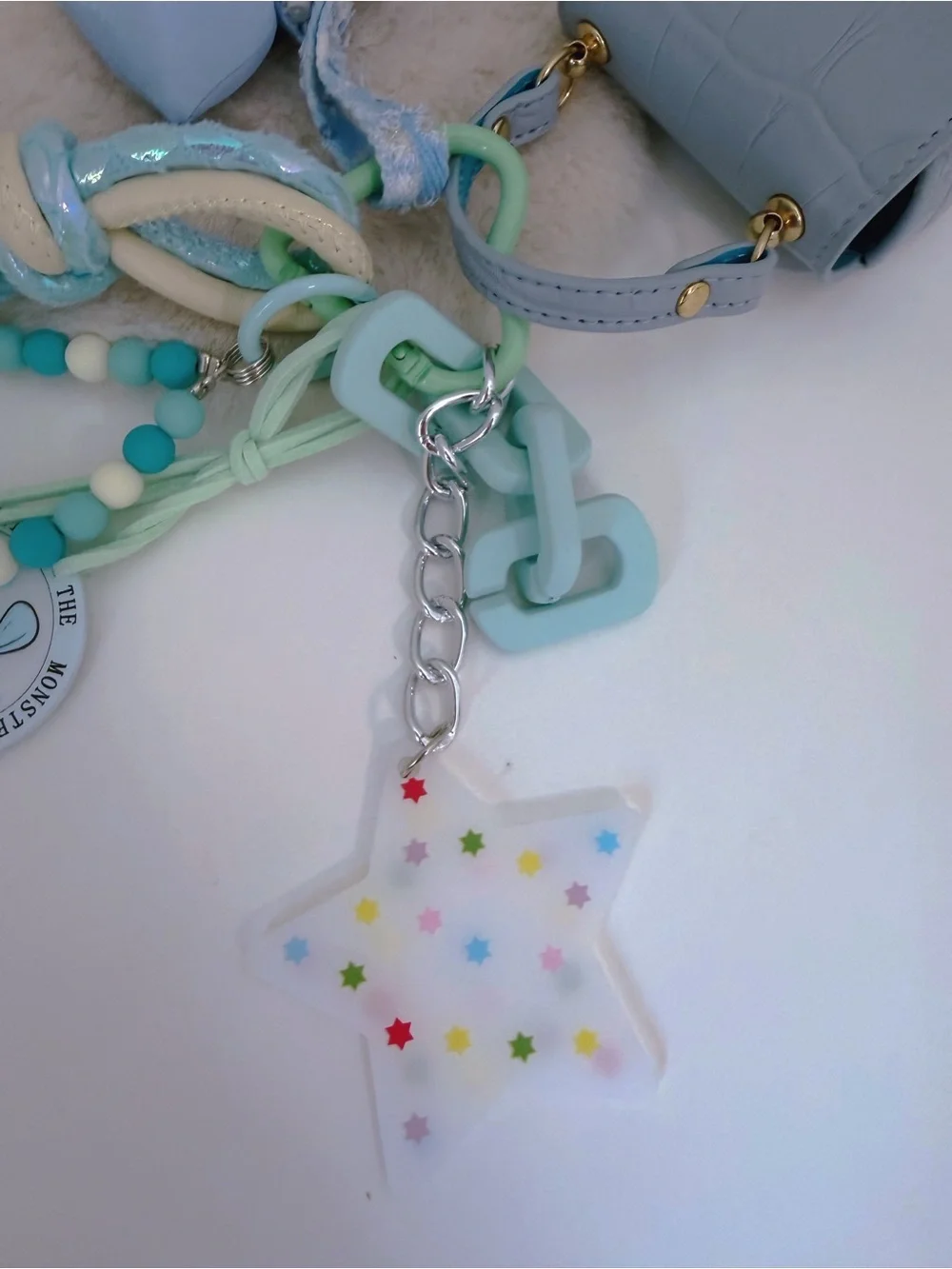 Blue DIY Bag Charm Set with Mini Croc Coin Pouch